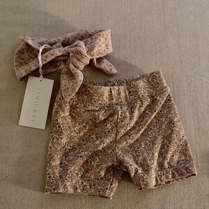 Jamie Kay Floral Tan Shorts and Headband Bundle